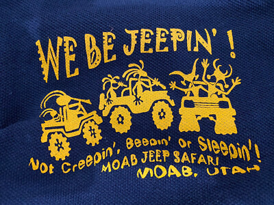 VTG Stedman Hanes We Be Jeepin Moab Utah Jeep Safari Polo Shirt SZ M Off-Road