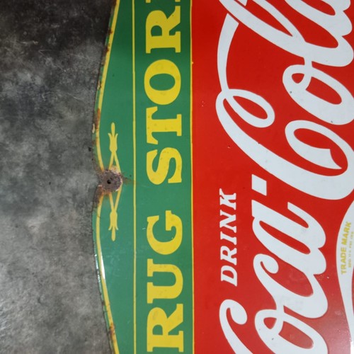 Coca Cola Drug store Pure Porcelain Enamel Heavy Metal Sign 27 x 18 inches - Picture 4 of 6