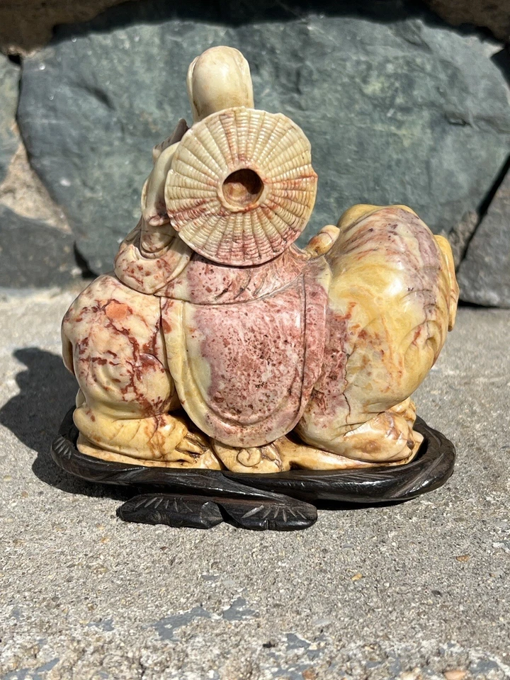 Very  Rare Chinese Stone Carving Qing Dynasty Buddha Ride On Elephant. - Image 3 of 4