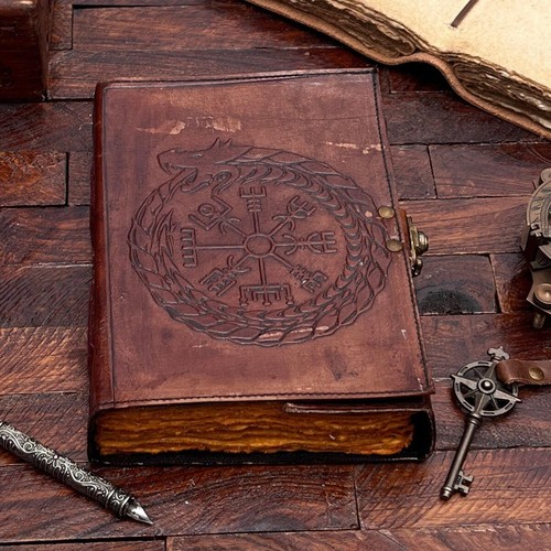 Handmade Dragon Journal Wheel of Fortune Embossed Leather Diary For Unisex Adult - Picture 3 of 10
