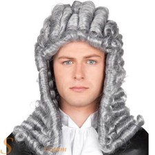 Adult Judge Wig Grey Barrister Lawyer Court Fancy Dress Costume Accessory