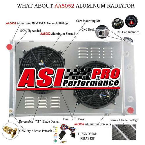 4-Rows Radiator+Shroud&Fan For 73-87 Chevy C/K Truck Series C10/C20/C30 K10/K20