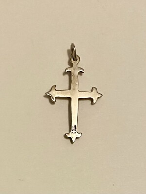 Small Polished Cross Dangle Earrings with Fleuree Sterling Silver Small Polished Cross Dangle Earrings with Fleuree Sterling Silver