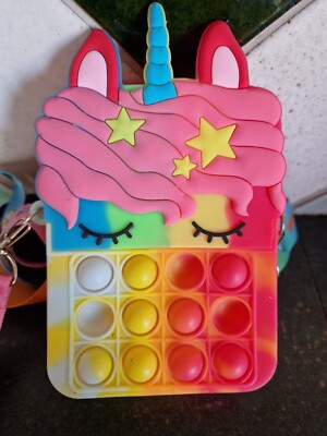 NEU Pop it EINHORN Handtasche Tasche Push Bubble Fidget Spielzeug Geschenk Kinder Regenbogen
