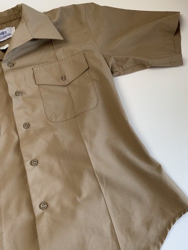 DSCP VALOR COLLECTION KHAKI TAN SHORT SLEEVE 16.5 DRESS SHIRT - Picture 2 of 5