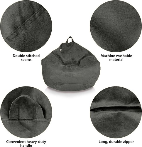Extra Large Microsuede Bean Bag Cover - Durable Zipper for Storage & Comfort - Picture 7 of 11