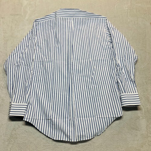 BRAND NEW Vintage 80's Ralph Lauren Chaps Blue Striped Dress Shirt Mens 16.5 34 - Picture 3 of 10