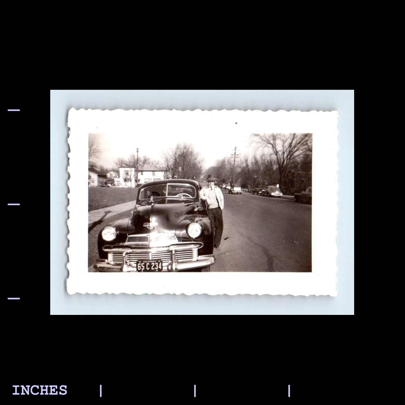 Vintage Photo MAN BY CLASSIC CAR CALIFORNIA LICENSE PLATE