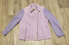 Iman Genuine Leather & Ponte Knit Sleeve Moto Style Women's Zipper Jacket Sz 2x