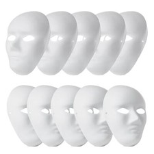 10 Pcs Full Face White Mask DIY Mask Dance Cosplay Masquerade Party Mask
