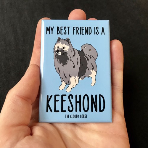Keeshond Dog Magnet Handmade Best Friend Cartoon Pet Art Gifts and Home Decor - Picture 5 of 12