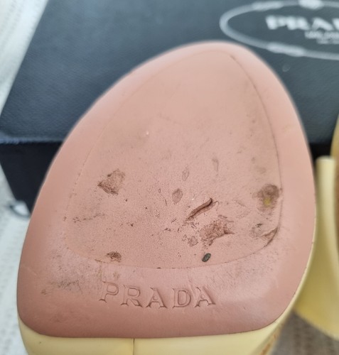 Sandalias de cuña Prada auténticas de plataforma amarilla pálida vintage talla Eur38 UK 4,5 - Imagen 11 de 15