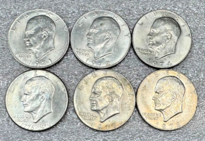 Lot G-0282B: 1971-1978 U.S. Eisenhower Dollars, 6 Coins