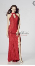 Tiffanys Prom Ava Red lace size 6 Cut Out Back Long lace Evening Dress NWT