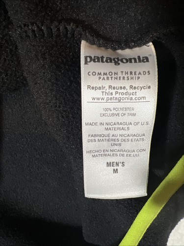 Patagonia Synchilla Black Neon Green Fleece Snap-T Vintage 2015 Rare Color Med - Picture 5 of 9