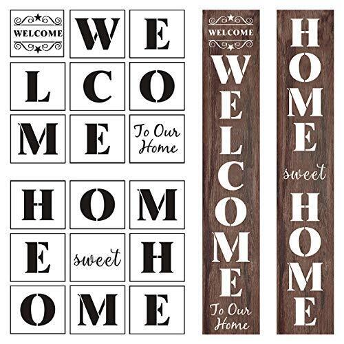 Welcome and Home Sweet Home Stencil - 18 Pack Large Vertical Welcome and Home... - Picture 1 of 7