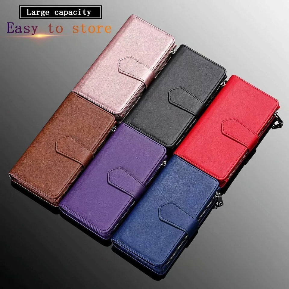 Magnetic Removable Zipper Wallet Leather Case Cover For Samsung S20 S9 S8 Note10 - Image 3 of 4