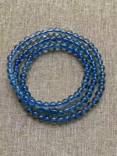 5.2mm Natural Blue Aquamarine Gemstone Crystal Beads Bracelet AAAA - Picture 2 of 8