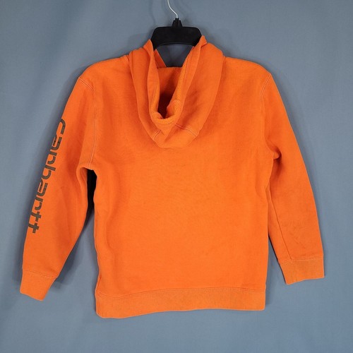 Carhartt Boys Hooded Pullover Sweater Long Sleeve Orange Size M - Picture 11 of 15