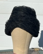 1920s Modern Miss Black Structured Lace w Subtle Jewels Vintage Hat - 1 Owner