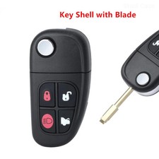 Flip Remote Key Case Shell Fob 4 Button For 2003-2008 Jaguar S-type X-type Xj8