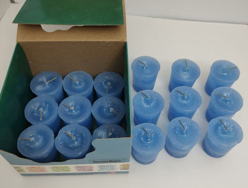 Reiki Charged Herbal Votive Crystal Journey Candles BOX 12 Blue Ascended Masters - Picture 2 of 9