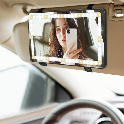 Car Sun Visor Vanity Mirror with Lights, 3 Light Modes & 60 Leds, Rechargeable D - Picture 12 of 12