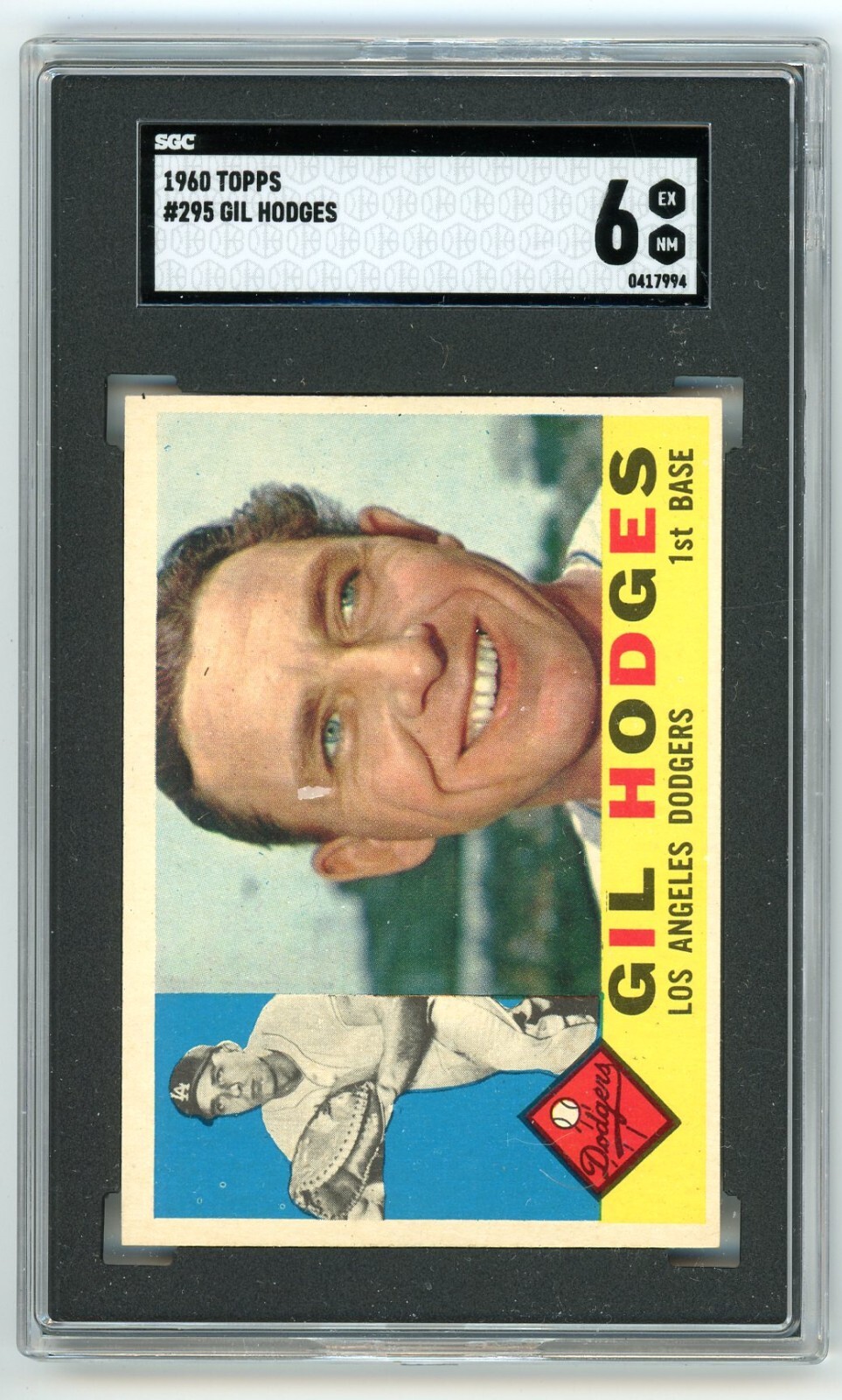 1960 Topps GIL HODGES Los Angeles Dodgers #295 SGC 6 EX/NM Condition