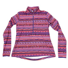 Nike Pro Hyperwarm 1/2 Zip Pullover Sweatshirt Womens XL Purple Geometric Active