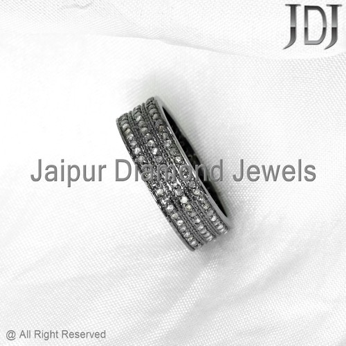 Natural Pave Diamond Band 925 Sterling Silver Full Diamond Eternity Jewelry Ring - Picture 11 of 16