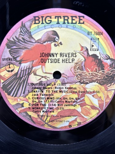 Johnny Rivers Outside Help 1977 Vinyl LP Big Tree Records Promo - Picture 12 of 12