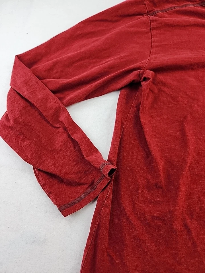 Camiseta de manga larga Michael Brandon XL roja de algodón Henley para hombre Foto 3 de 4