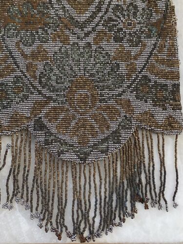 Antique Art Deco French Steel Bead Beaded Fringe Purse Clutch Flapper Bag - Picture 4 of 16