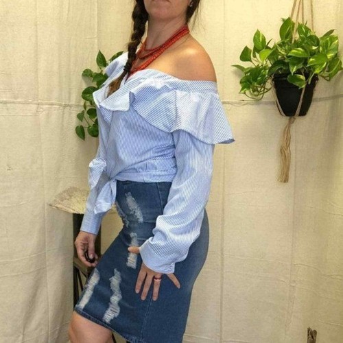 Lea & Viola off the shoulder asymmetric blouse Large - Picture 3 of 6