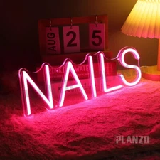 Planzo NAILS Neon Sign Light Pink Spa Beauty Salon Studio LED Wall Art Decor 5V
