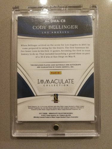 2017 Panini Immaculate Cody Bellinger 3 CLR Dual Patch Auto Rookie RC # /49 - Picture 2 of 2