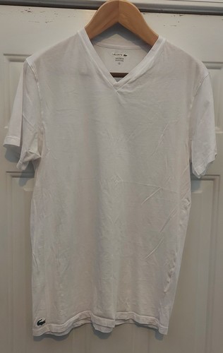 LACOSTE UNDERWEAR MENS WHITE 100% COTTON V-NECK SHORT SLEEVE SHIRT SIZE XL NWOT - Picture 5 of 10