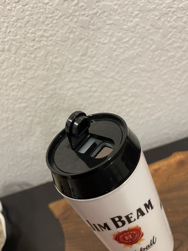 JIM BEAM Highball Plastic 7" Tall White Lidded Insulated Can TUMBLER Cup EUC - Picture 5 of 5