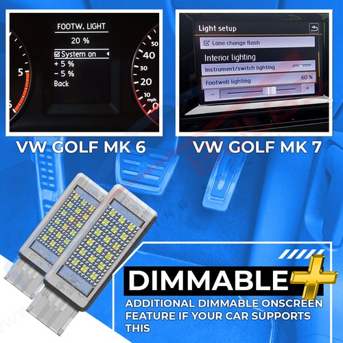 2x Golf MK5 MK6 MK7 7.5 LED VW BLUE Footwell Door Interior Lights under smd UK - Picture 5 of 8