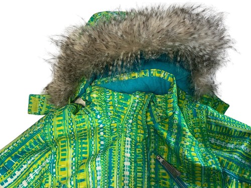 Girls Spyder Ski Jacket Coat Youth 18 Hooded Ski Jacket Green Blue - Picture 2 of 10