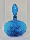 Vintage MCM Blenko Glass 6310 Mother & Child Decanter in Turquoise Husted Design