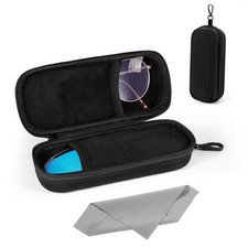 MoKo Double Eyeglass Case, Hard Shell Dual 18.5 8 6 cm, Black-rectangular