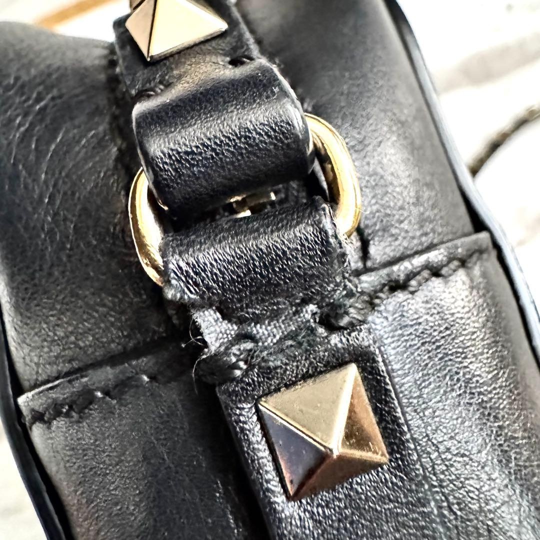 Valentino Garavani Rockstud Shoulder Bag Black Leather Excellent Condition Japa thumbnail 10