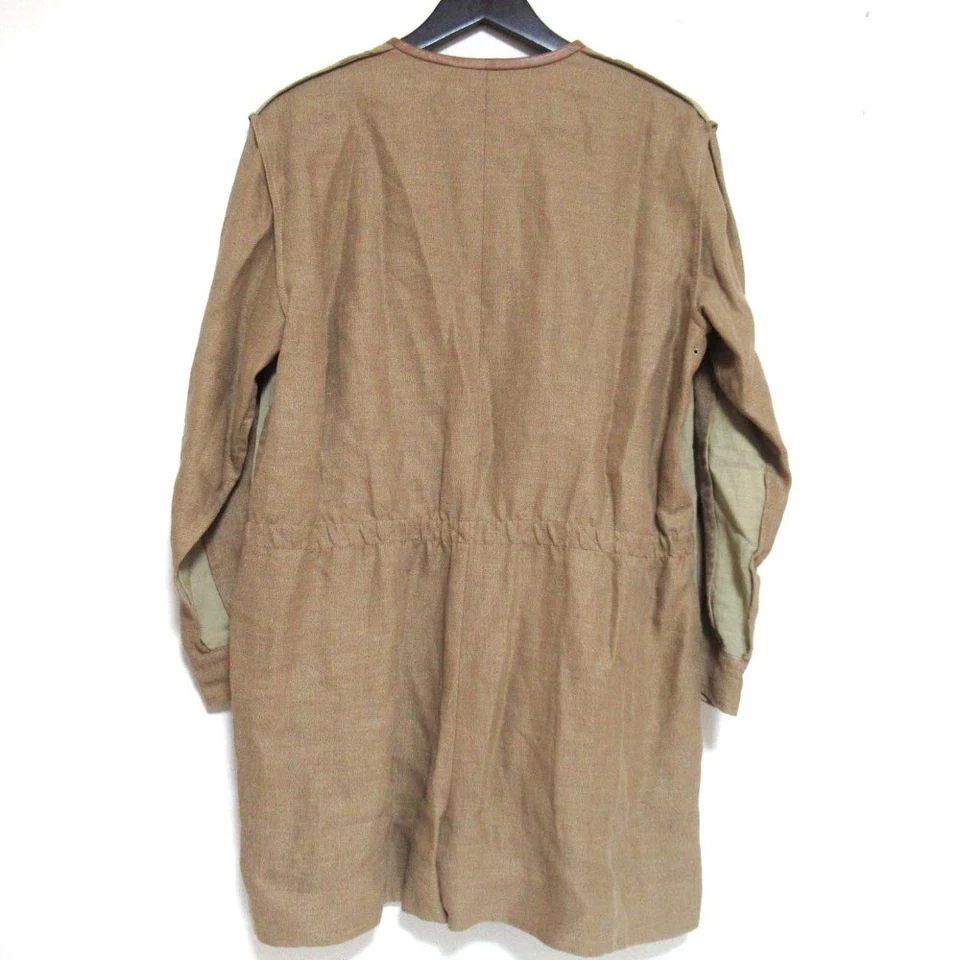 Mono Chloe Cuero Ribete Lino Sin Cuello Cremallera Talla 34 Marrón Beige Oli... Foto 2 de 4