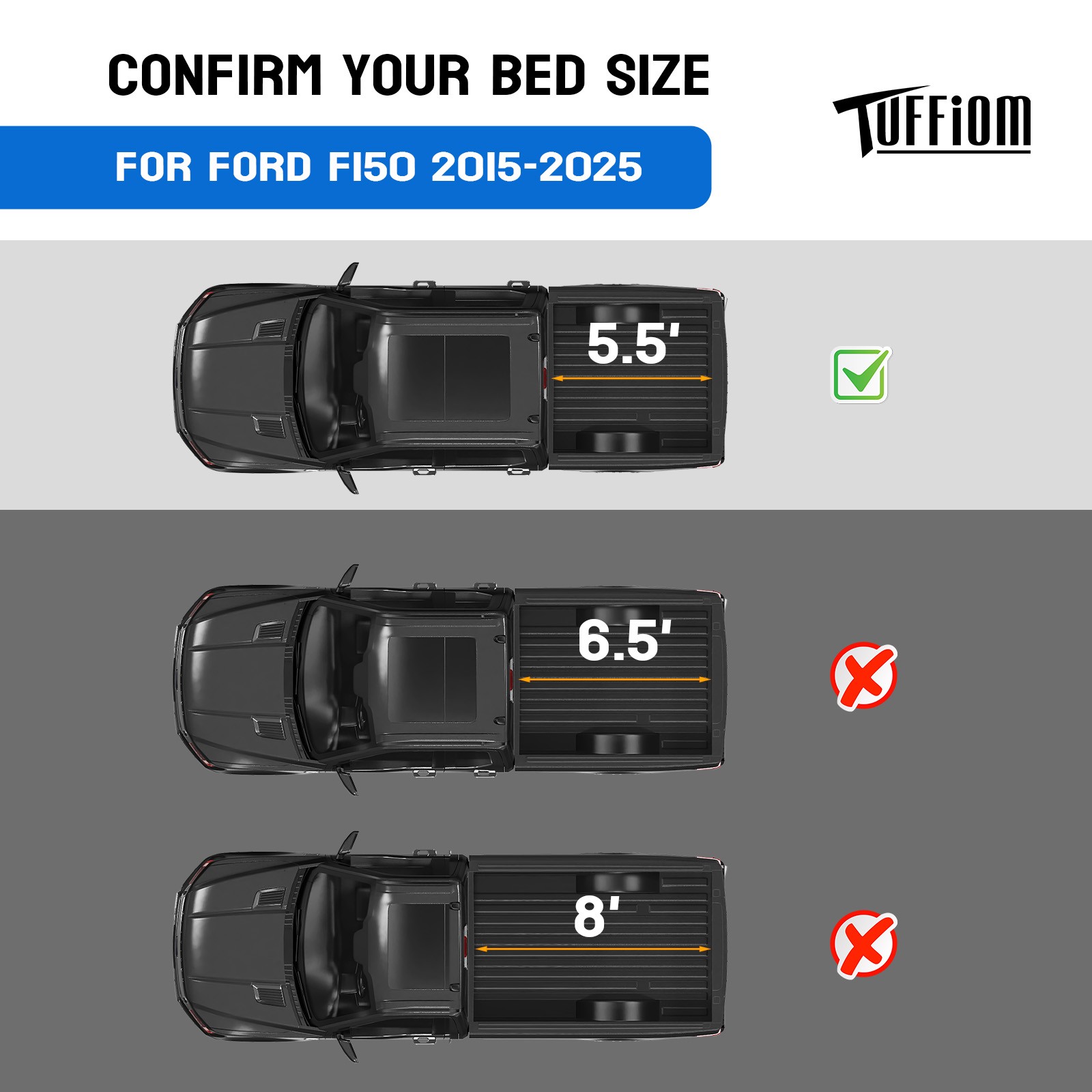 5.5FT Soft Roll Up Truck Bed Tonneau Cover For 2015-2025 Ford F150 F-150