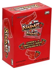 Airheads Xtremes Strawberry Sweetly Sour Chewy Taffy Candy Rolls 36 Bars 2 Lb. 