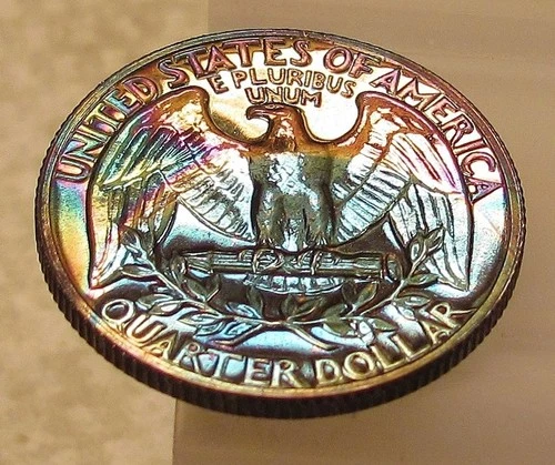 1962  Gem Proof Quarter 90% Silver MONSTER Electric  Hues TONING  #114 ~ 11