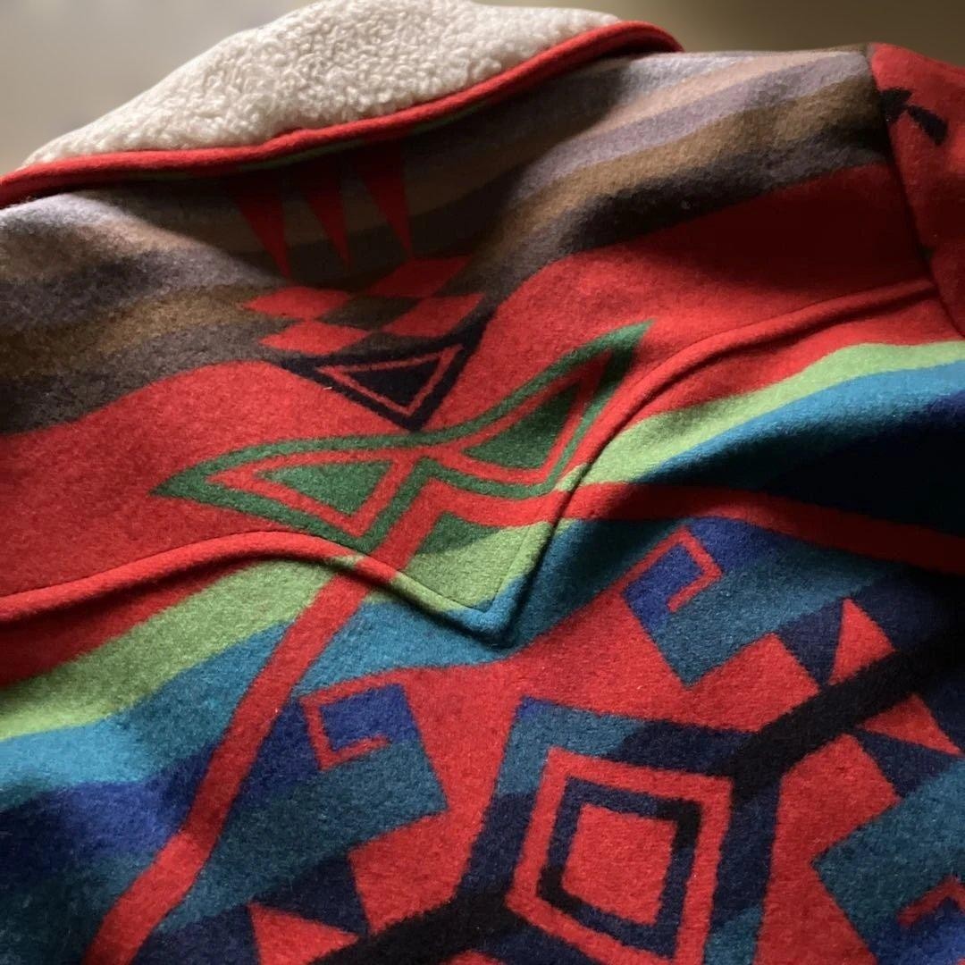 Pendleton Wool Coat 40 Geometric Pattern Multi-Co… - image 11