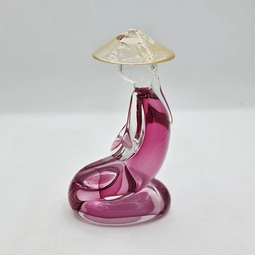 Vintage Murano Italy Art Glass Asian Chinese Kneeling Figurine MCM Sculpture