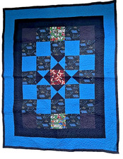 Sports Quilt Lap/Baby Size Carolina Panthers 50 By 40 Cotton Home Made